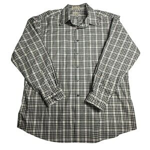 LL Bean Mens XL Regular Wrinkle Resistant Plaid Cotton Button Down Shirt Black